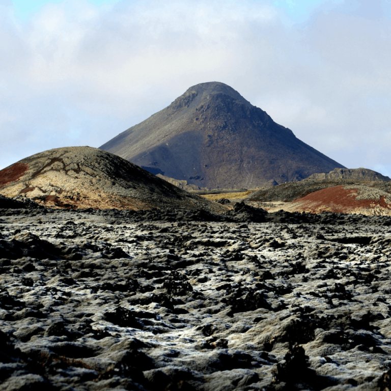 Mt. Keilir seen across mossy lava fields